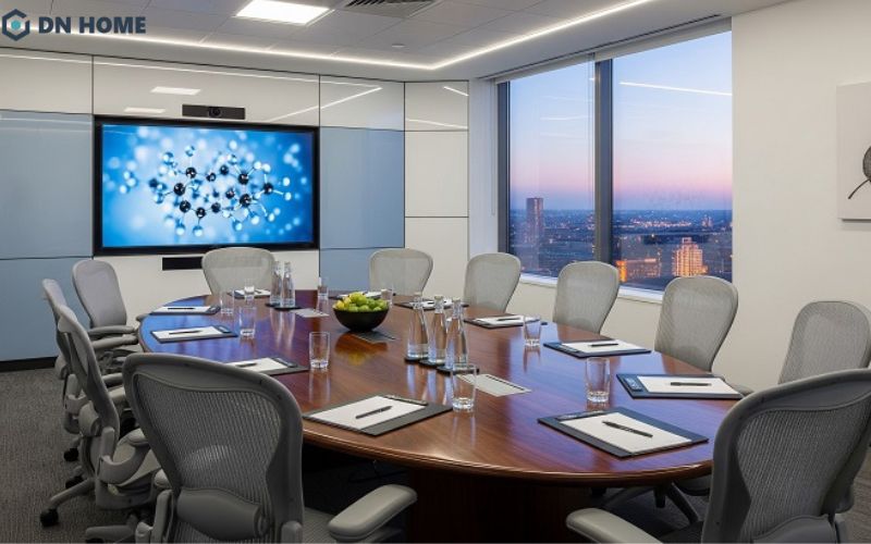 Không gian phòng họp được thiết kế đơn giản nhưng rất chỉn chu