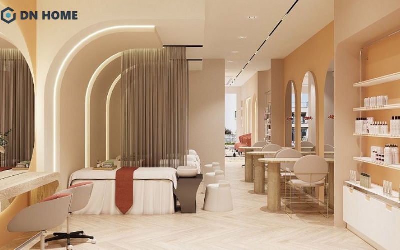 Thiết kế spa phong cách hiện đại thường sử dụng gam màu chủ đạo trung tính