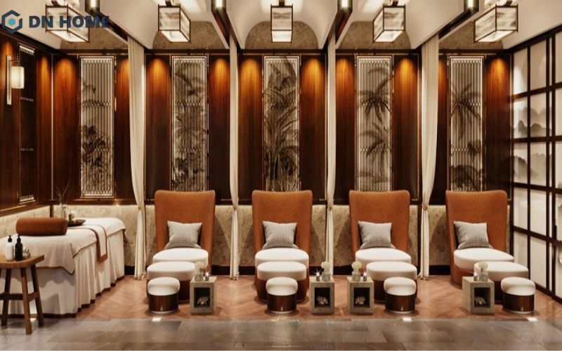 Cách bố trí không gian cùng hệ thống chiếu sáng đồng bộ góp phần tạo nên sự chuyên nghiệp của spa