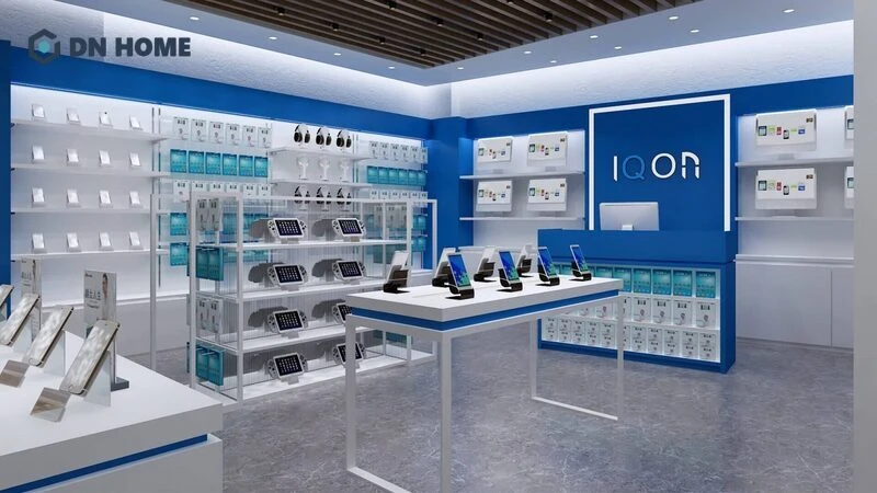 Thiết kế showroom nổi bật với tông màu xanh dương hiện đại