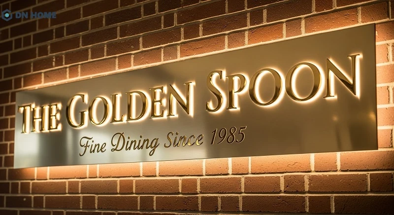 Biển hiệu inox mạ vàng dành cho nhà hàng sang trọng