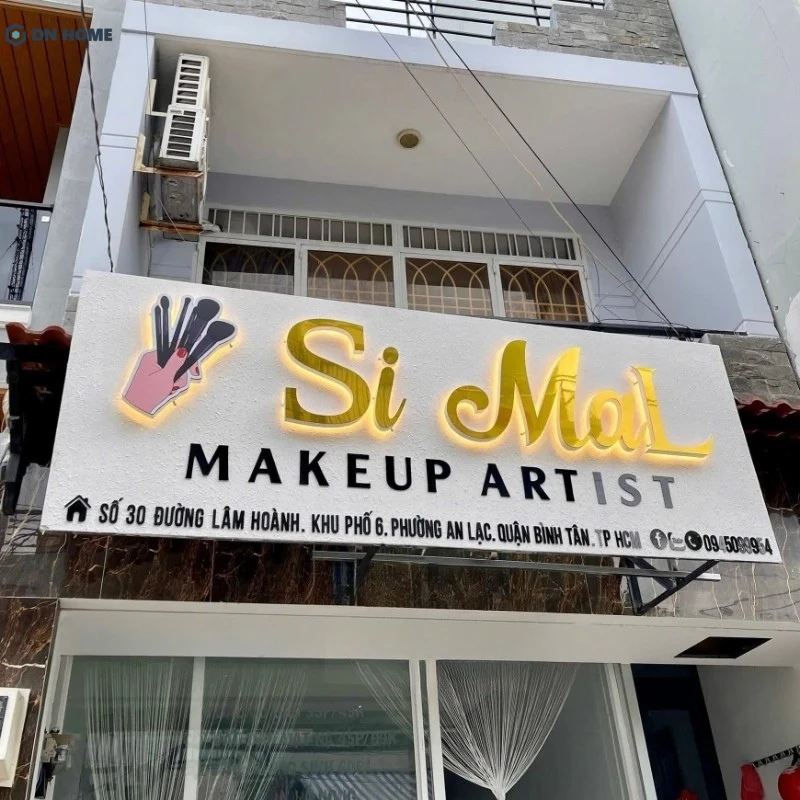 Bảng hiệu makeup thiết kế chữ nổi giúp người qua đường dễ dàng bị thu hút vào trải nghiệm dịch vụ