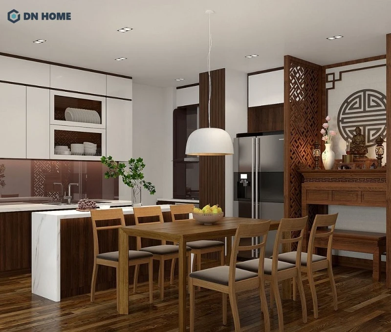 Bố trí bếp theo phong thuỷ cần tránh đặt khu vực bếp gần nơi thờ cúng trang nghiêm