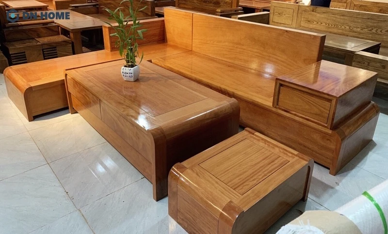 Mẫu bàn ghế gỗ phòng khách nhỏ thiết kế đơn giản nhưng không kém phần nổi bật