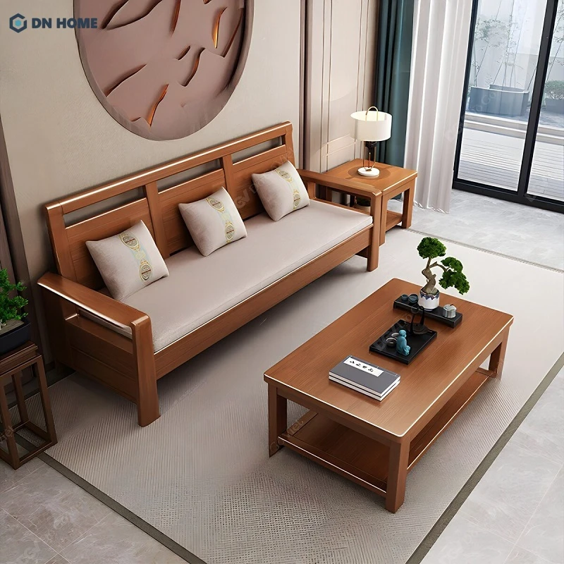 Thiết kế tinh tế với bàn trà kết hợp gỗ và kính hiện đại