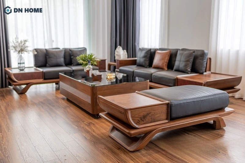 Mẫu bàn ghế gỗ phòng khách nhỏ cao cấp, tạo nên điểm nhấn cho không gian