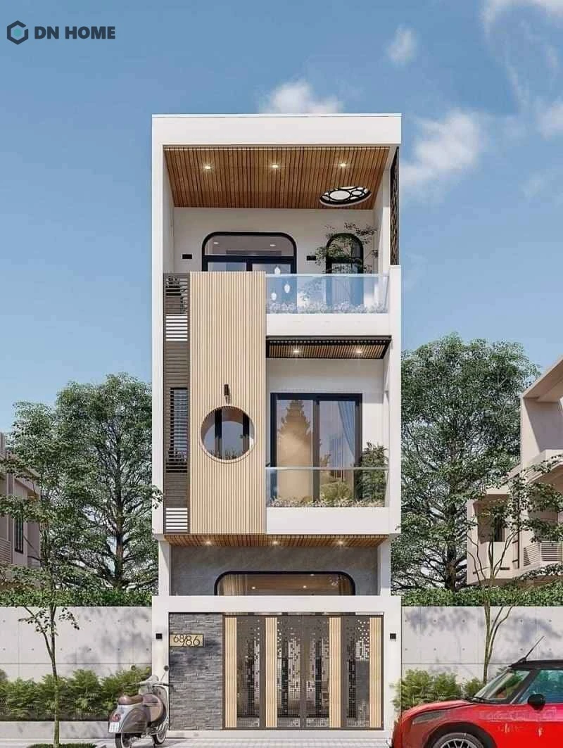 Mẫu nhà 1 trệt 2 lầu hiện đại nổi bật với vẻ đẹp tối giản, đường nét vuông vắn, gọn gàng