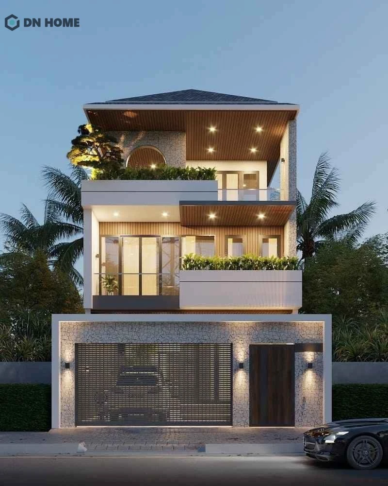 Mẫu nhà 1 trệt 2 lầu hiện đại không gian mở