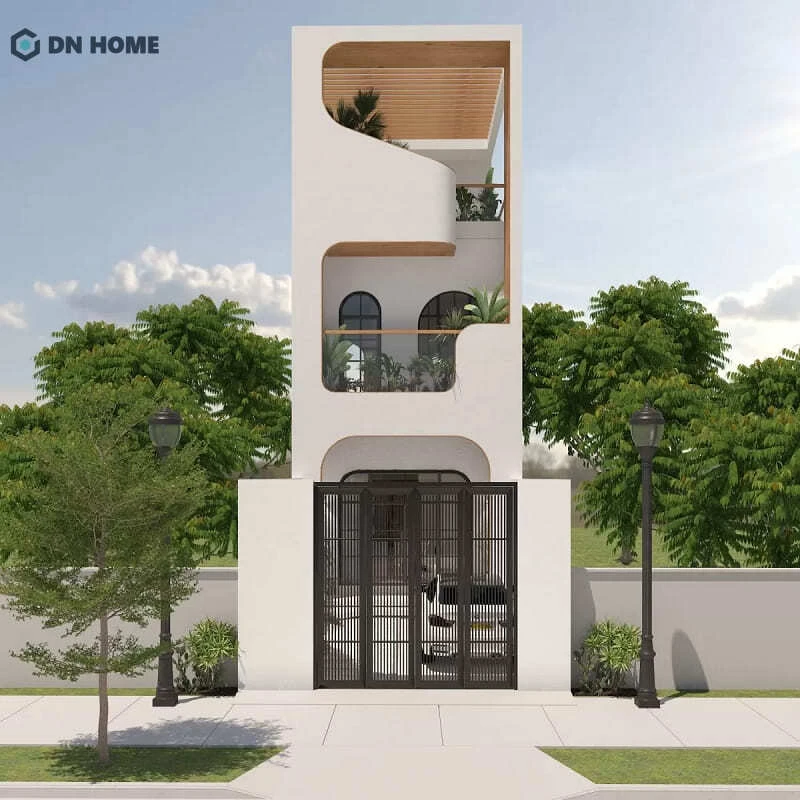 Mẫu nhà 1 trệt 2 lầu phong cách Địa Trung Hải