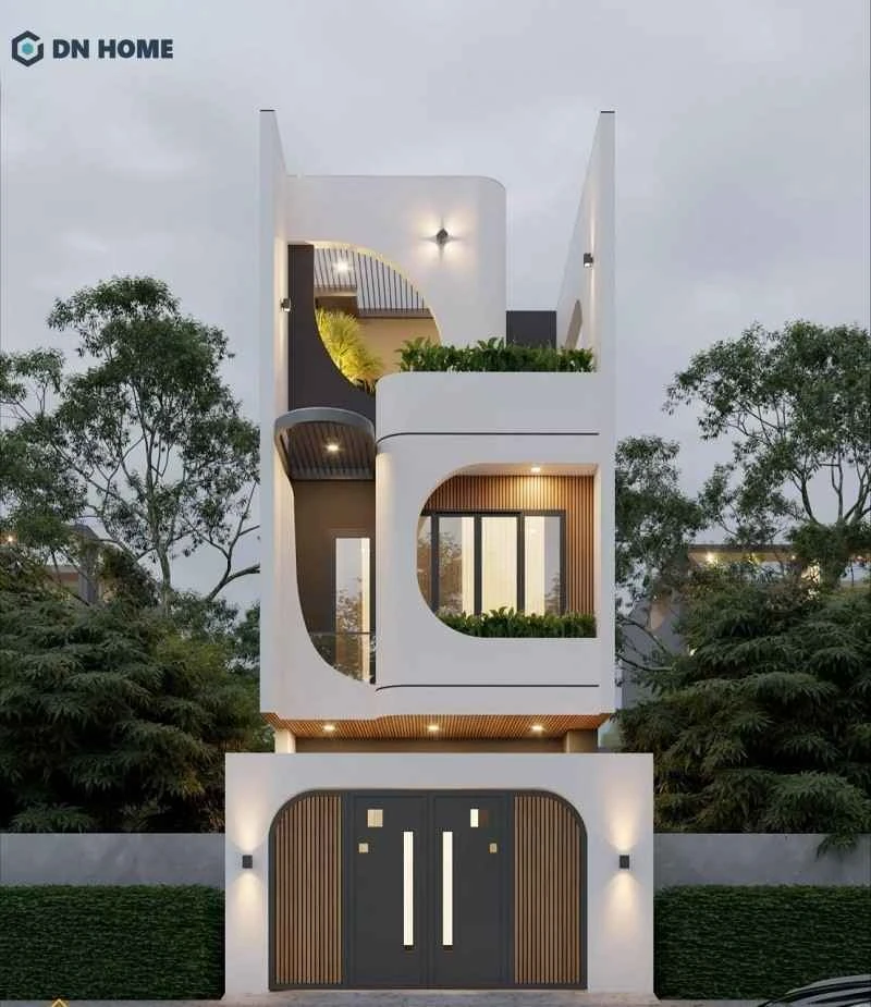 Mẫu nhà 1 trệt 2 lầu phong cách hiện đại
