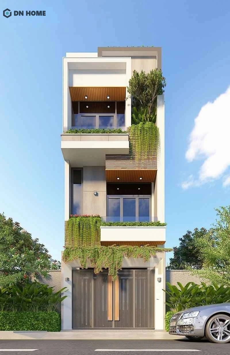 Mặt tiền mẫu nhà 1 trệt 2 lầu hiện đại