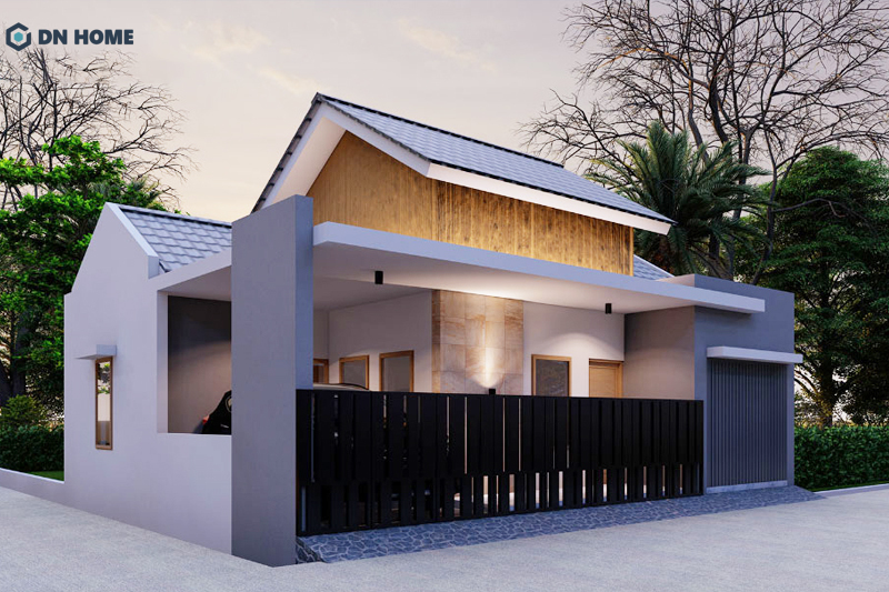 Nhà cấp 4 đẹp 5x20 có gác lửng thiết kế theo phong cách hiện đại tập trung vào các đường nét tinh gọn