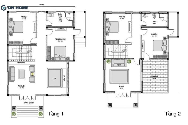 Đặc trưng nhà 1 trệt và 1 lầu và không gian sinh hoạt chung và riêng được phân tách hợp lý