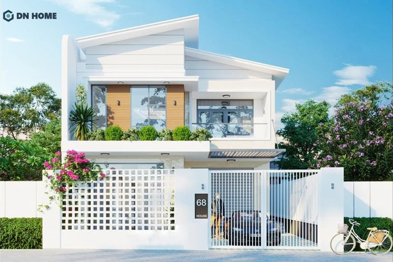 Nhà ống 1 trệt 1 lầu kích thước 8x15m có tỷ lệ hình khối cân đối, cho phép trang trí mặt tiền ấn tượng và thu hút hơn