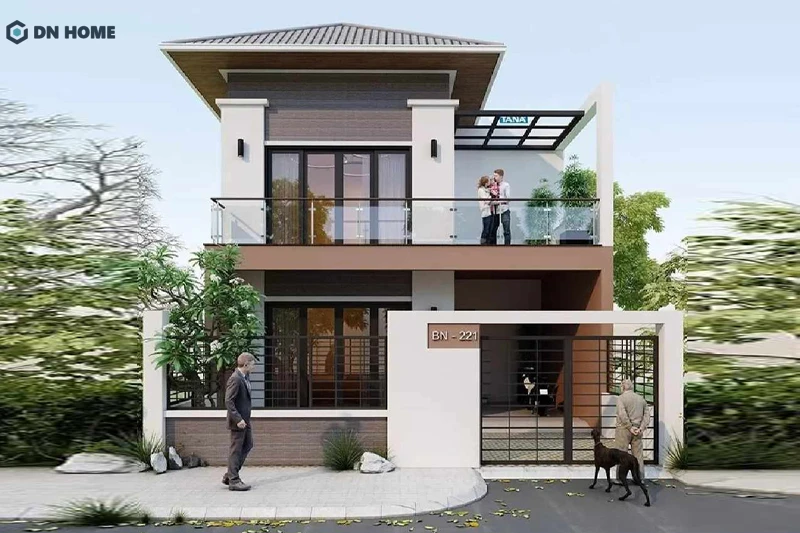 Các đường nét tinh gọn giúp nhà 2 tầng trông hiện đại nhưng vẫn tối ưu trong ngân sách 700 triệu