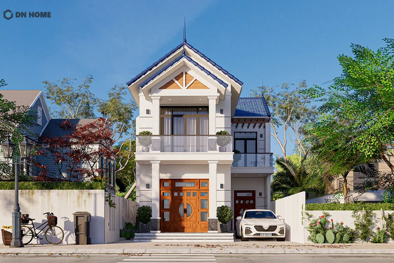 Nhà ống 1 trệt 1 lầu thiết kế mái Thái phù hợp ở cả nông thôn lẫn thành thị