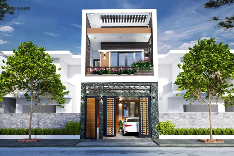 Mẫu nhà có gara 1 trệt 1 lầu thích hợp xây dựng ở nông thôn và cả thành thị