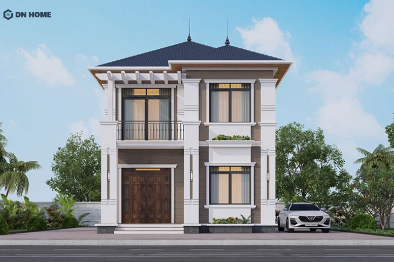 Nhà nông thôn 1 trệt 1 lầu giá rẻ có thể lựa chọn mái tôn giá mái Thái để tiết kiệm chi phí