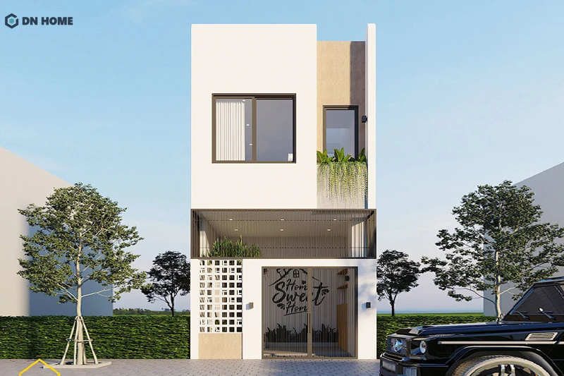 Mẫu nhà ống 1 trệt 1 lầu 5x15m đẹp được thiết kế theo phong cách hiện đại, tối giản