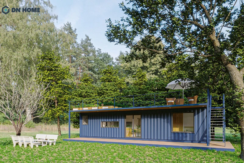 Nhà thùng container 40 feet phù hợp với gia đình nhỏ, bố trí đầy đủ công năng cơ bản