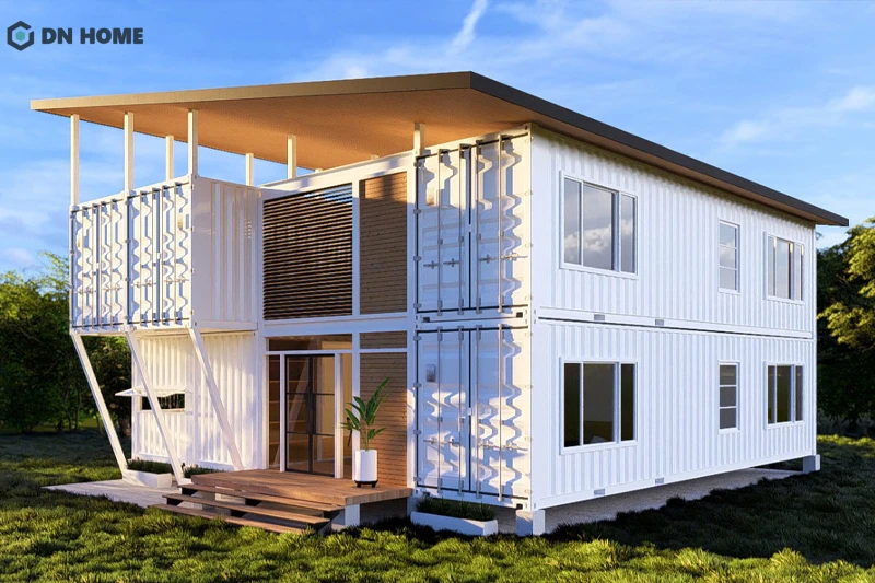 Nhà 2 tầng từ container mang đến cảm giác vững chắc cho công trình, an tâm khi sử dụng lâu dài