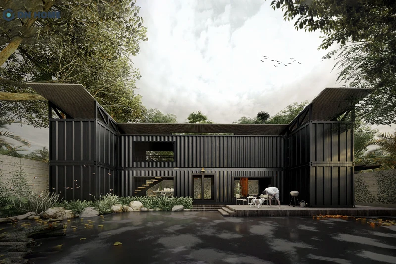 Khoảng không chữ U còn là khu vực giếng trời tự nhiên, tạo cảm giác thông thoáng cho ngôi nhà