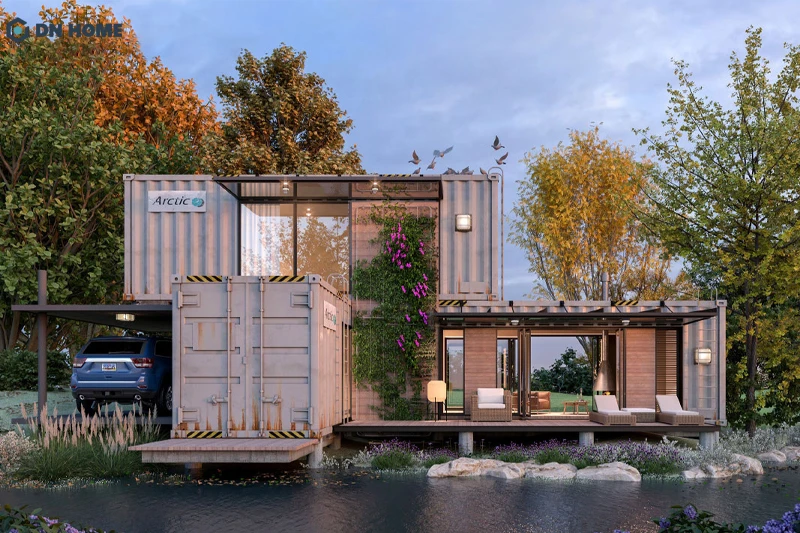 Sắp đặt các container ngẫu nhiên, tạo hiệu ứng thị giác độc đáo nhưng vẫn đảm bảo công năng