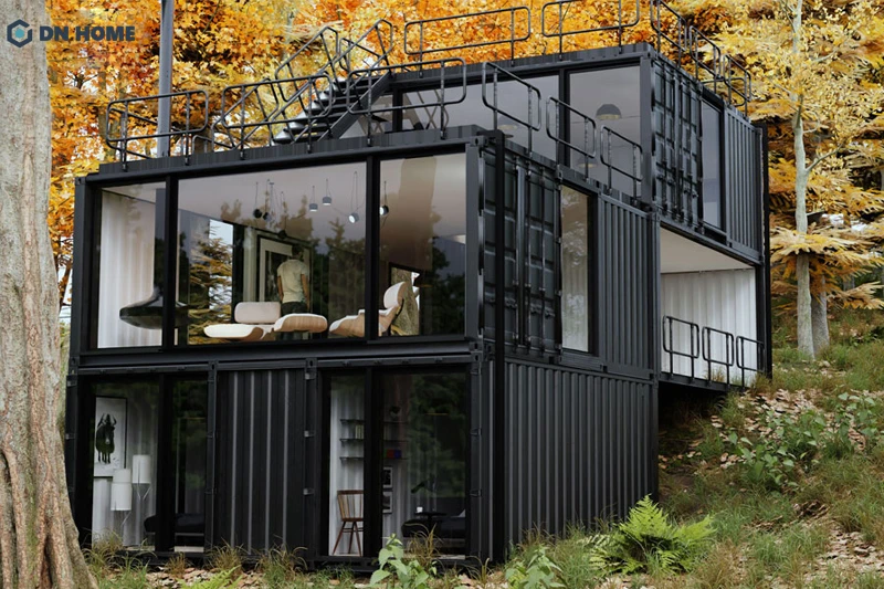 Nhà container là giải pháp xây nhà tối ưu trên sườn đồi nhờ linh hoạt vận chuyển, lắp ráp