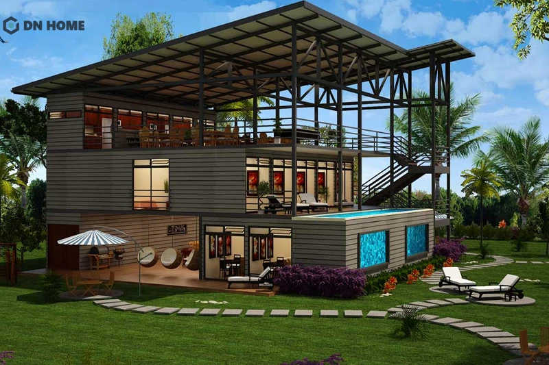 Các chất liệu cao cấp được sử dụng chủ đạo trong thiết kế nhà container phong cách biệt thự