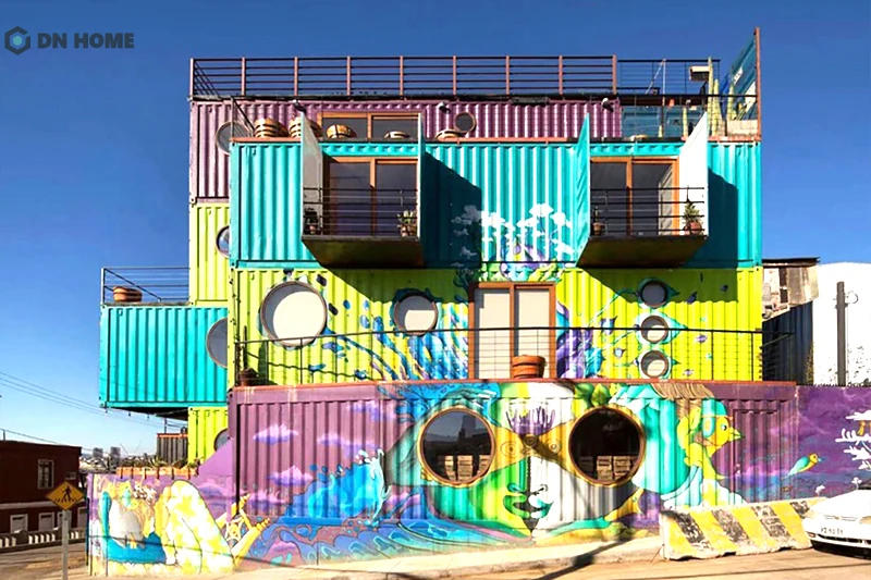 Thiết kế nhà container ấn tượng, mới lạ bằng việc vẽ graffiti tạo điểm nhấn ngoại thất