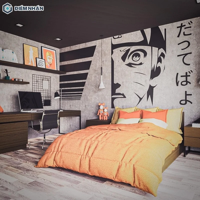 Mẫu phòng ngủ anime đẹp cá tính cho bạn nam