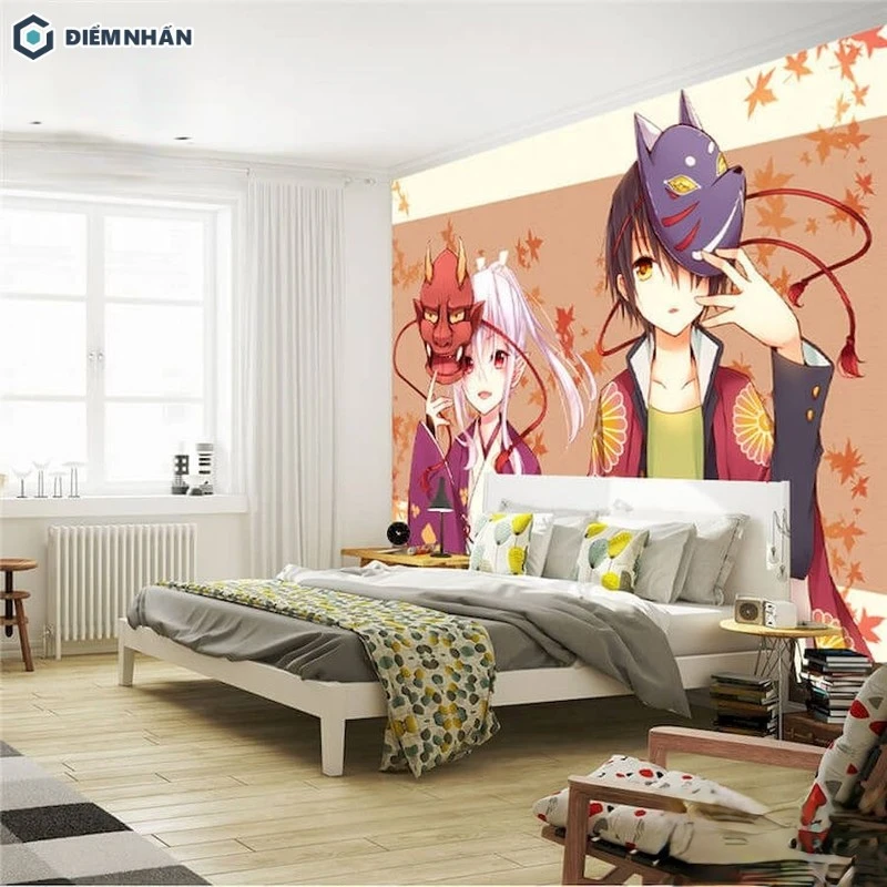 Trang trí phòng ngủ anime với sticker cỡ lớn giúp căn phòng thêm nổi bật