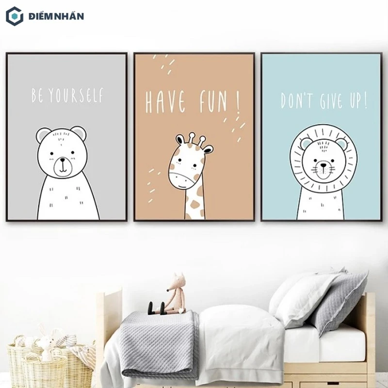 Hình vẽ chibi dễ thương được được sử dụng để trang trí phòng ngủ đẹp