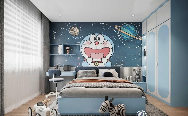 Tông màu xanh dương chủ đạo được phối hợp cùng màu trắng tinh tế, dễ thương