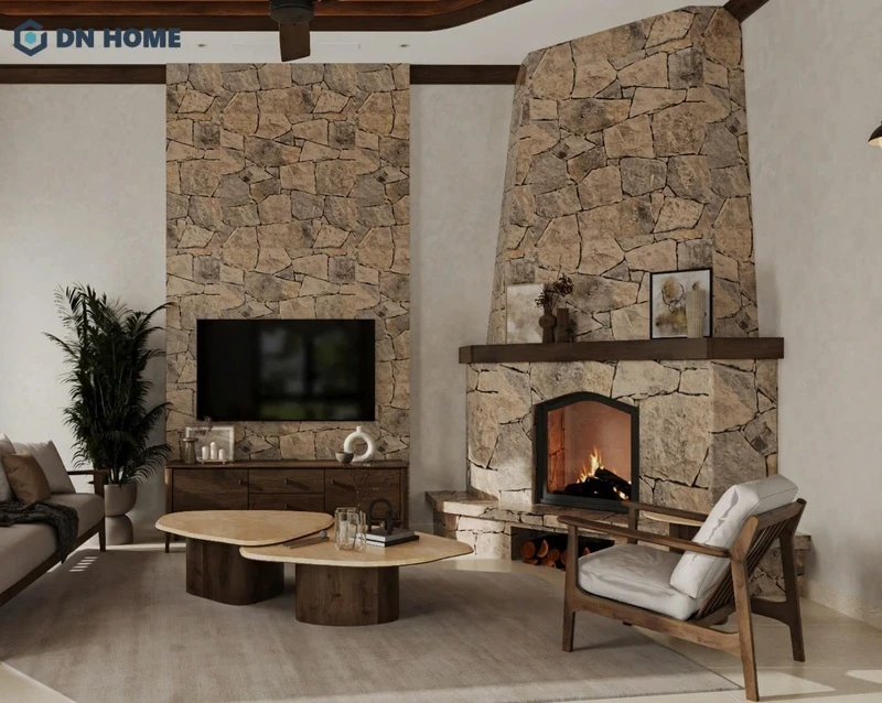 Những mảng tường được thiết kế độc đáo thể hiện gu thẩm mỹ của gia chủ