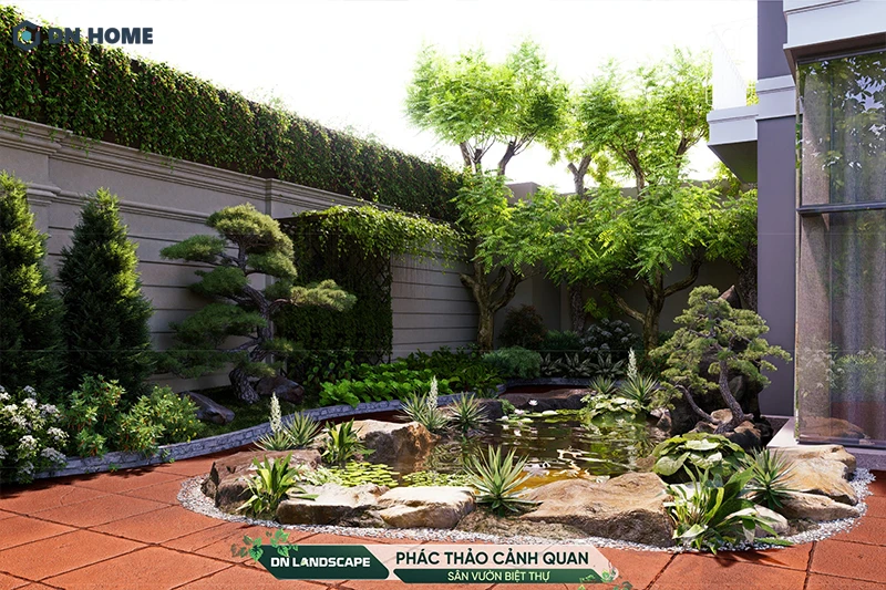 Chủ đầu tư lựa chọn thiết kế cảnh quan sân vườn theo phong cách Nhật hiện đại và kiến trúc Tân Cổ Điển