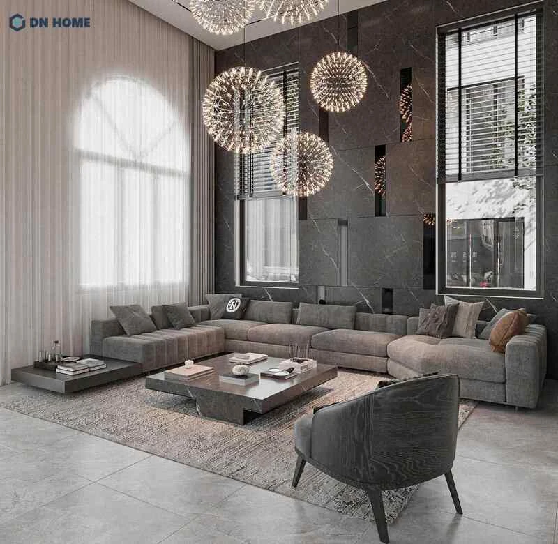 Thiết kế nội thất biệt thự không gian phòng khách hiện đại
