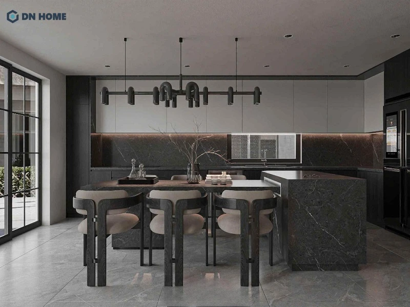 Không gian bếp của biệt thự thiết kế theo phong cách hiện đại