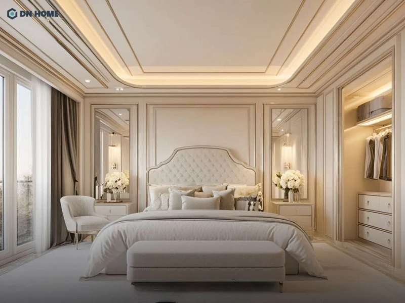 Không gian phòng ngủ tân cổ điển với vẻ đẹp trang nhã, không bị lỗi thời