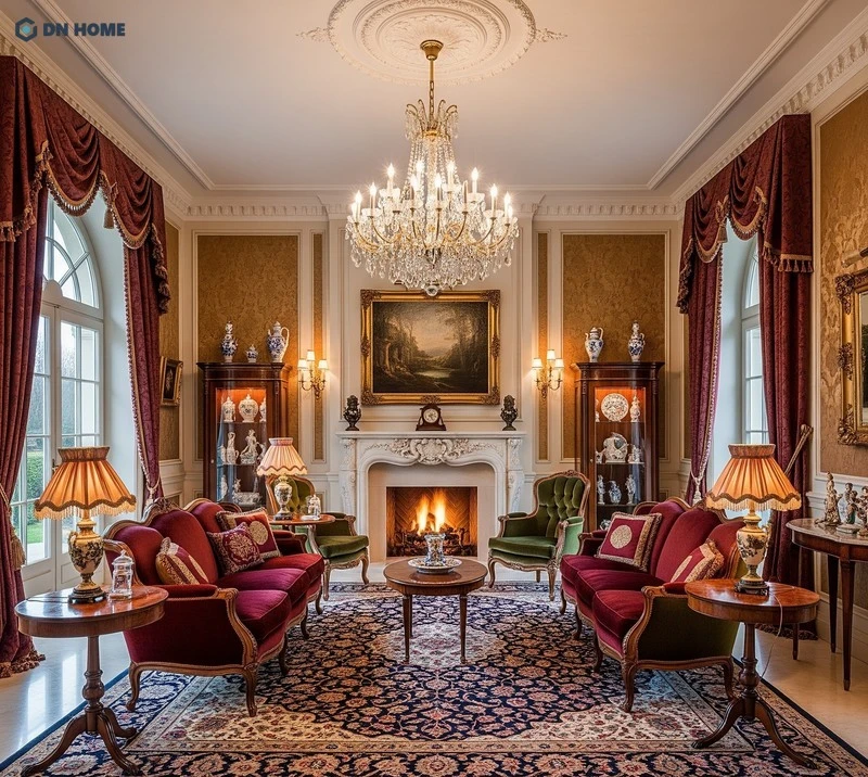 Thiết kế nội thất biệt thự phòng khách với phong cách cổ điển