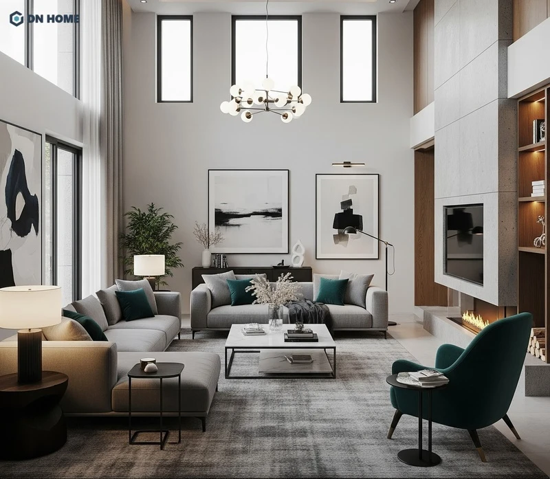 Các hình khối và đường thẳng sắc nét trong thiết kế nội thất phong cách Đương Đại