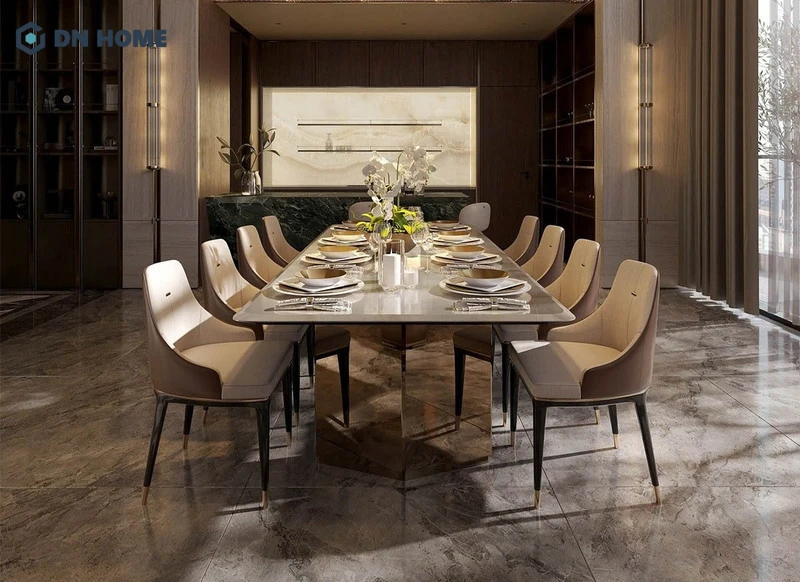 Thiết kế bàn ăn lớn thích hợp căn hộ Duplex 3 phòng ngủ đông thành viên