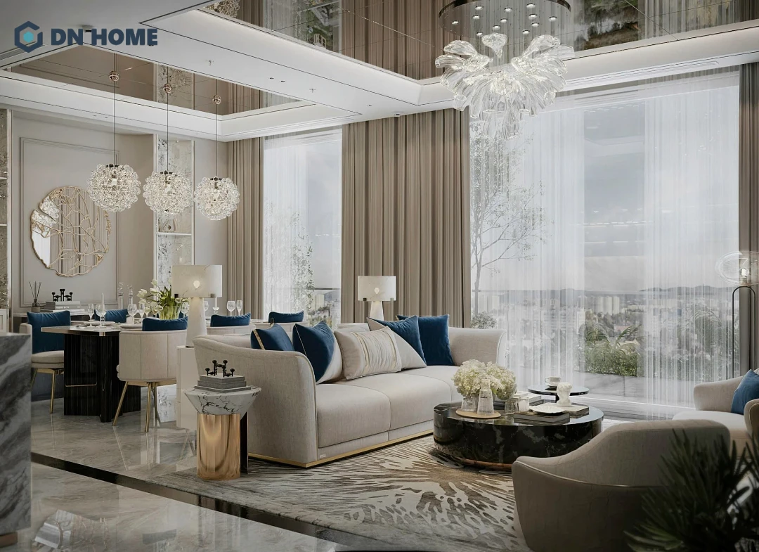 Phong cách thiết kế Luxury chú trọng vào những chi tiết trang trí tinh xảo, góp phần làm cho không gian trở nên sang trọng