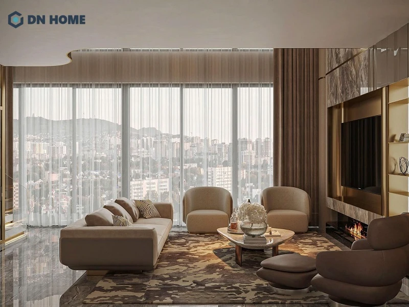 Không gian phòng khách Duplex thiết kế hiện đại