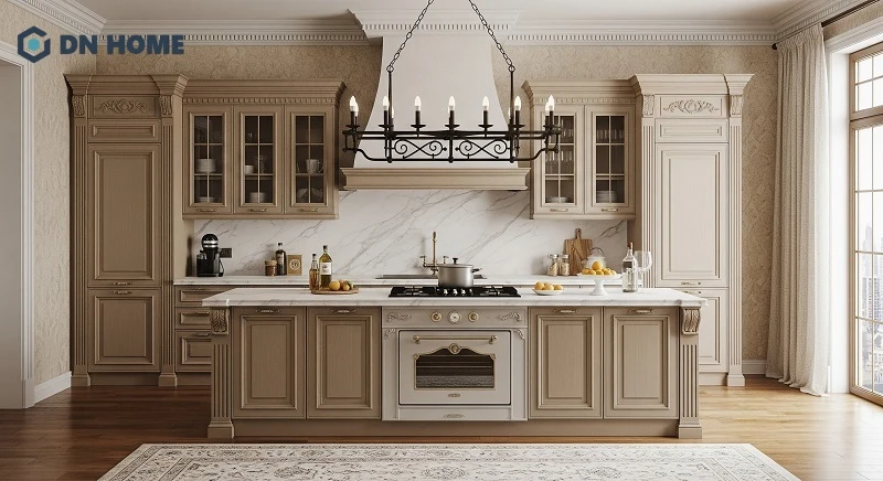 Không gian bếp thiết kế đẹp mắt theo phong cách Cổ Điển