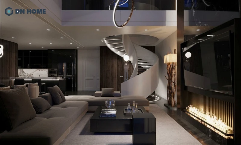 Thiết kế nội thất căn hộ Duplex với phần cầu thang dạng xoắn độc đáo