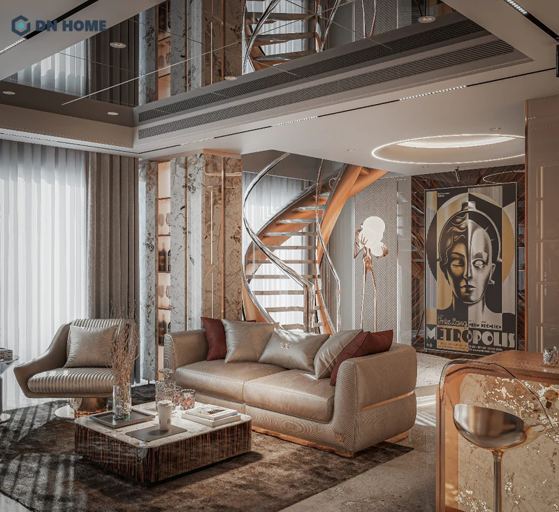 Thiết kế nội thất căn hộ Duplex thường ưu tiên các món đồ cao cấp, sang trọng nhằm tăng tính thẩm mỹ tự nhiên cho căn hộ