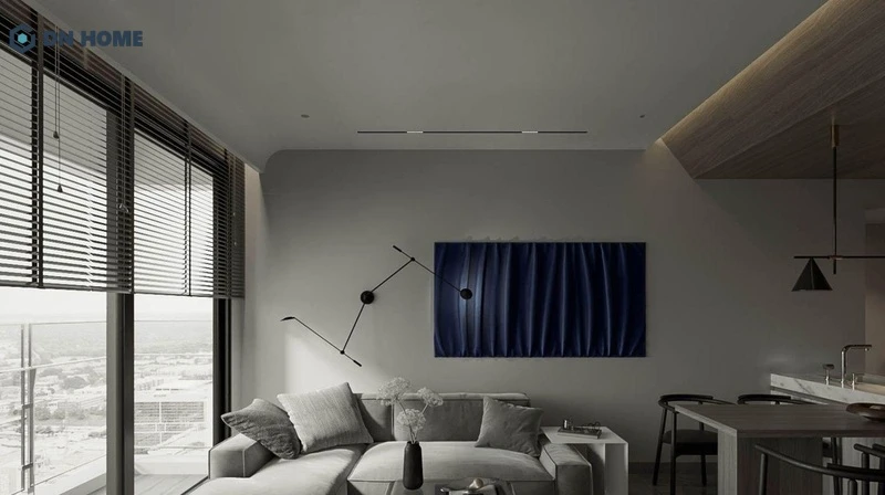 Không gian phòng khách được thiết kế mở rộng rãi và thông thoáng