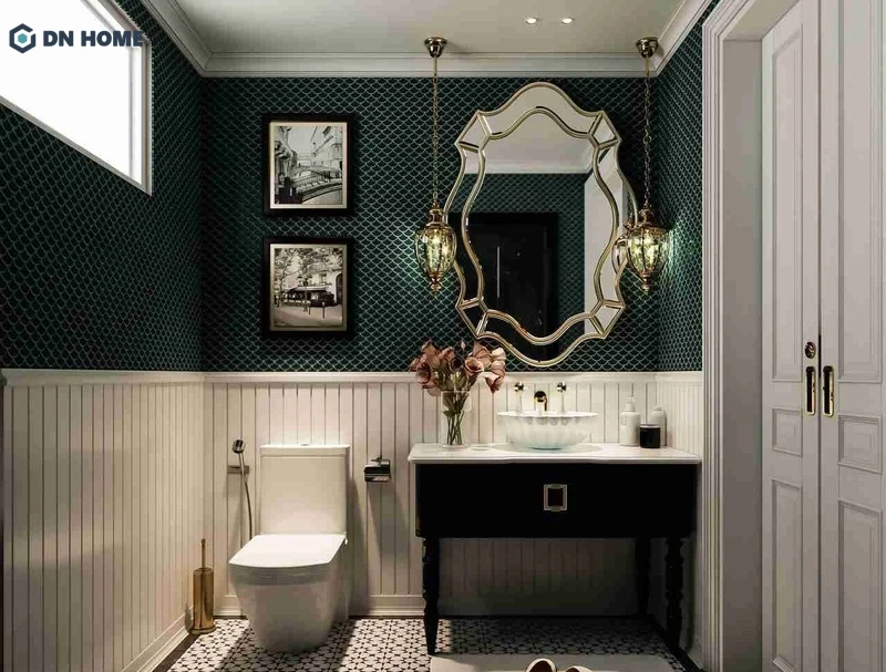 Không gian phòng tắm được thiết kế đầy đủ tiện nghi