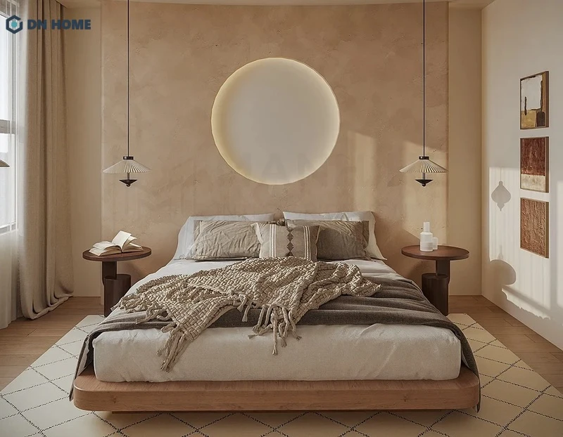 Phòng tắm được thiết kế với các phụ kiện đơn giản, mộc mạc